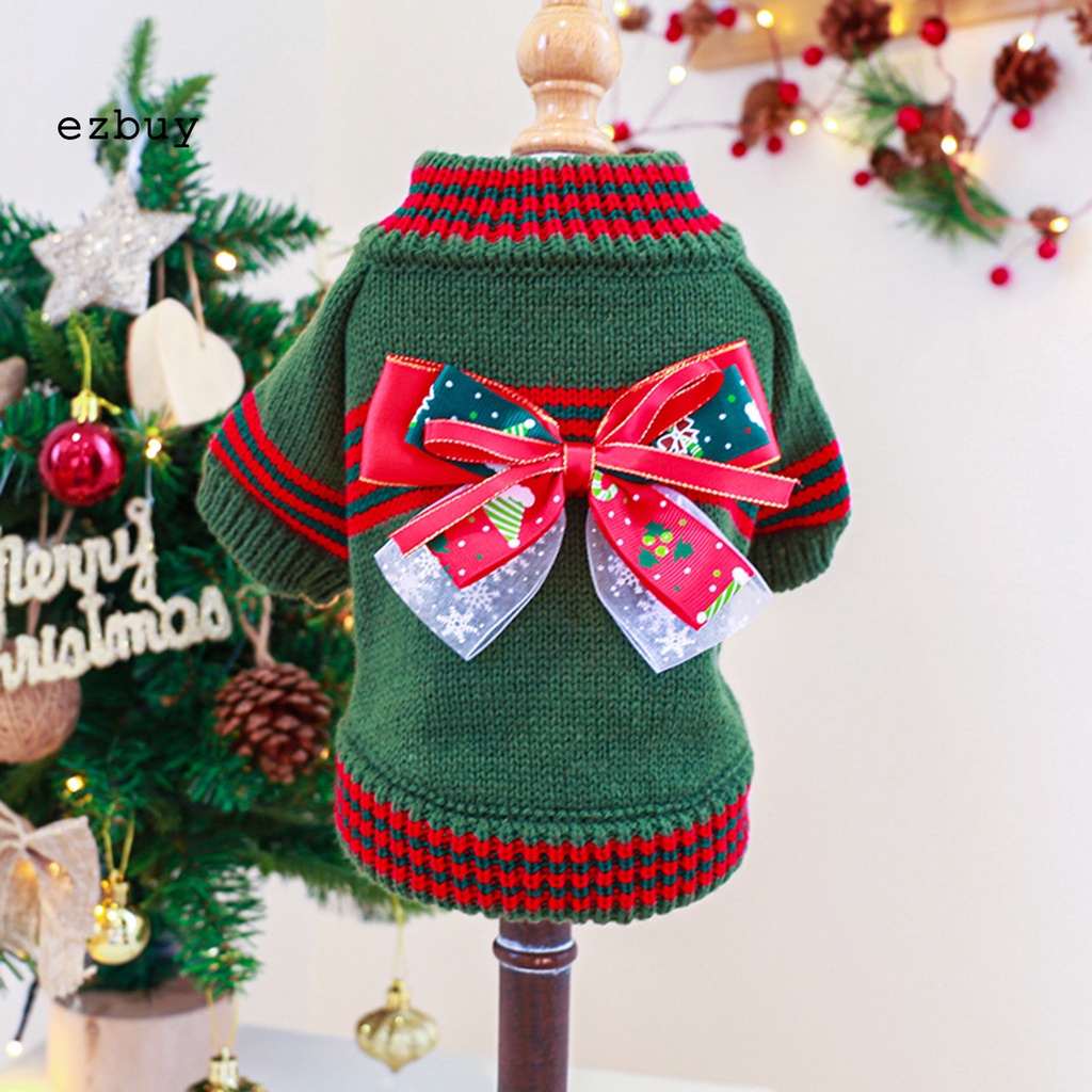 Ezbuy Áo Sweater Vải Polyester Mềm Nhẹ Đính Nơ Giữ Ấm Thoải Mái Cho Cún Cưng Vào Mùa Đông