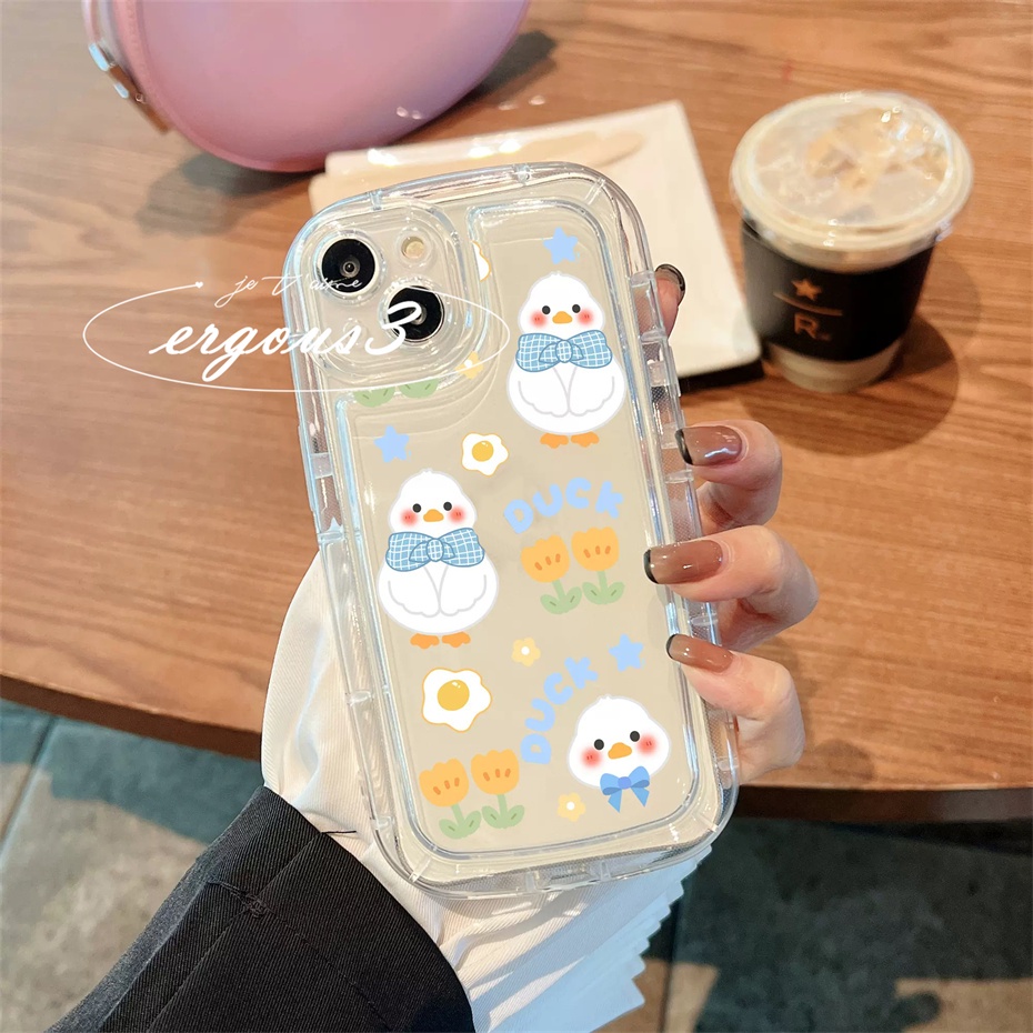 Ốp Điện Thoại TPU Mềm Đệm Khí In Hình Vịt Hoạt Hình Cho iPhone 14 13 12 11 Pro Max SE2020 X XR Xs Max 7 8 Plus