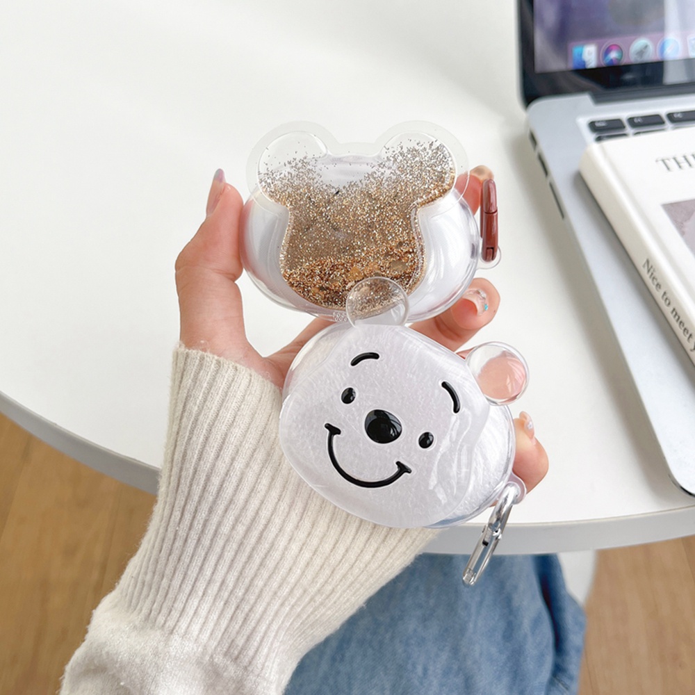 Vỏ Bảo Vệ Hộp Sạc Tai Nghe OPPO Enco Buds Trong Suốt Họa Tiết Hoạt Hình Chú Gấu / Mèo Kèm Móc Treo Tiện Dụng