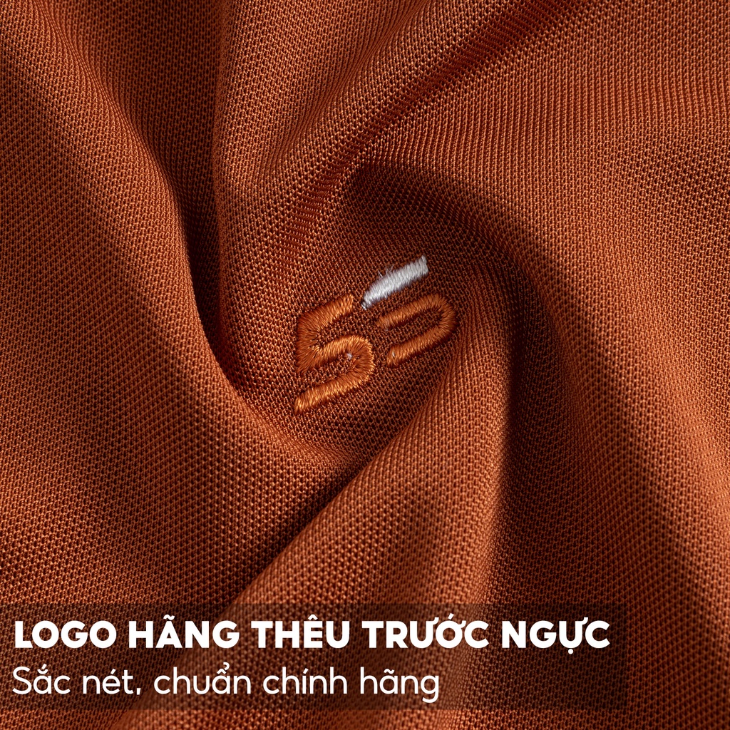 Áo Thun Nam Trơn Có Cổ Tay Ngắn 5S Phối Thêu Logo, Chất Liệu Mềm Mát, Bền Màu (APC22135-02)