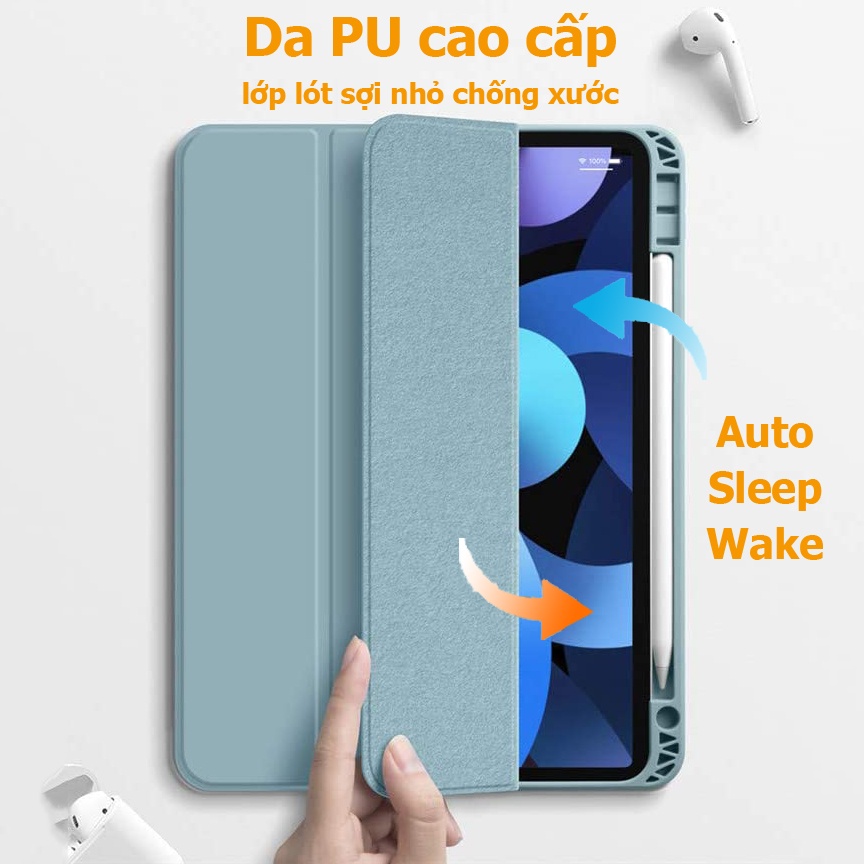 Bao Da Máy Tính Bảng Cứng Có Ngăn Đựng Bút tương thích với iPad Pro 11 Air 4 5 Mini 6 7th 8th 9th Gen 10.2 inch