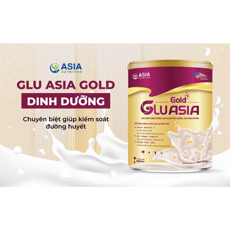 Sữa tiểu đường Glu Asia Gold cao cấp Asia Nuitrition 400g tác dụng cung cấp dinh dưỡng, năng lượng cho người tiể.u đường