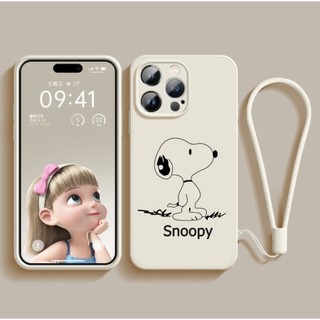 Ốp Điện Thoại Silicone Mềm Nhám In Hình Snoopy case Có Dây Đeo Cho Iphone 15 14 13 12 11 Pro Max case Ip14 Ip13 Ip12 Ip11