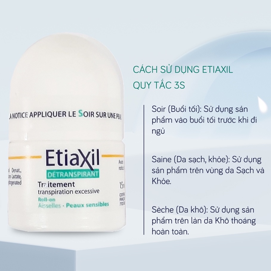 Lăn khử mùi Etiaxil hỗ trợ cải thiện mùi hôi hiệu quả dành cho da nhạy cảm chính hãng Pháp 15ml NPP Tido88