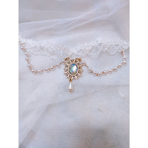 Vòng cổ choker lolita đính mặt đá xinh