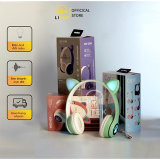 Tai nghe chụp tai bluetooth tai mèo 23M, không dây có mic, đèn led - LITEK