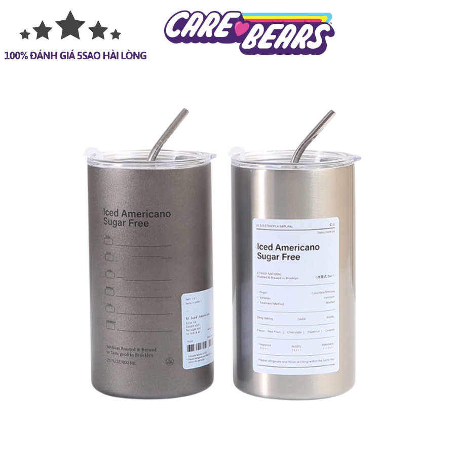 Cốc giữ nhiệt inox chuẩn 304 cao cấp, ly giữ nhiệt uống cafe dung tích 600ml, giữ nhiệt từ 8-12 giờ, tặng kèm ống hút