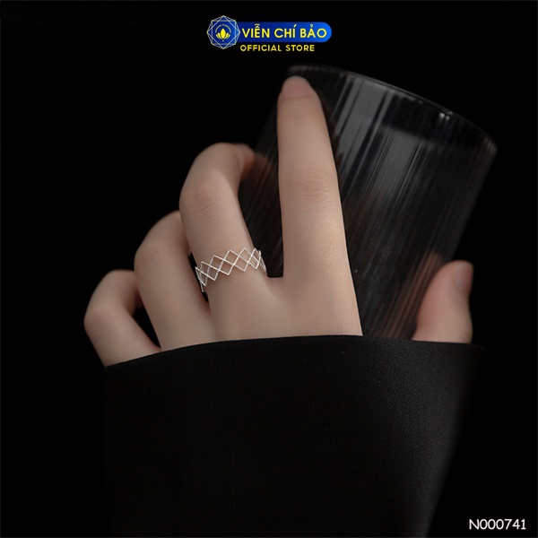 Nhẫn bạc nữ họa tiết hình thoi chất liệu bạc 925 thời trang phụ kiện trang sức Viễn Chí Bảo N000741