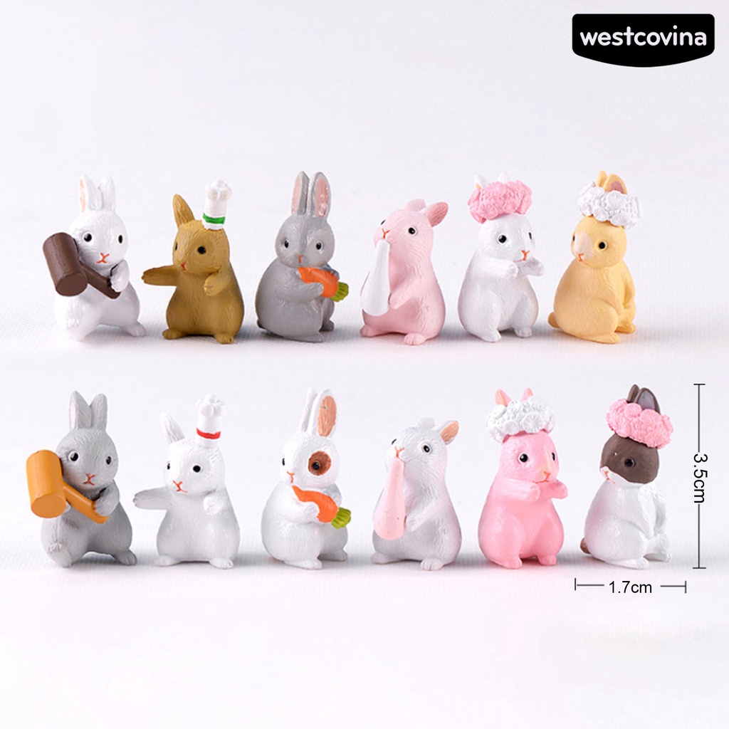 [Hot]☃Set 12 Mô Hình Thỏ Hoạt Hình Trang Trí Sân Vườn