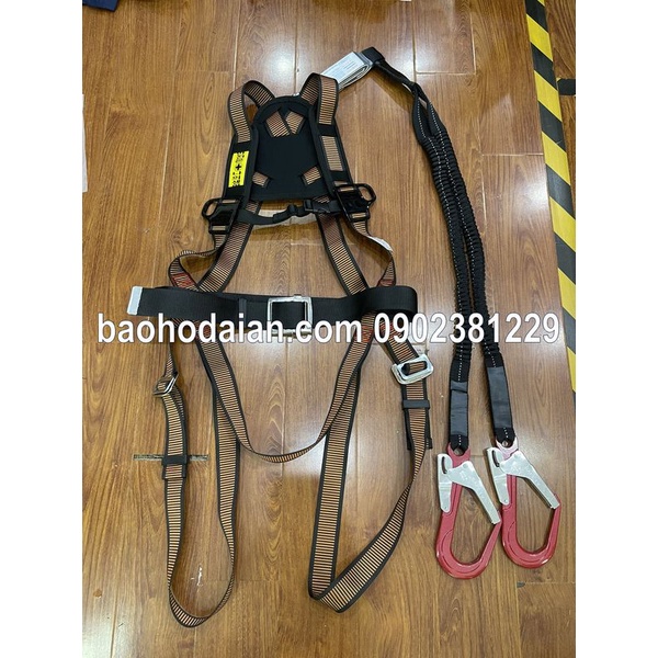 Dây an toàn thân Hàn Quốc kiểu Kujie 2 móc nhôm (dây đàn hồi)-đệm lưng-đệm vai