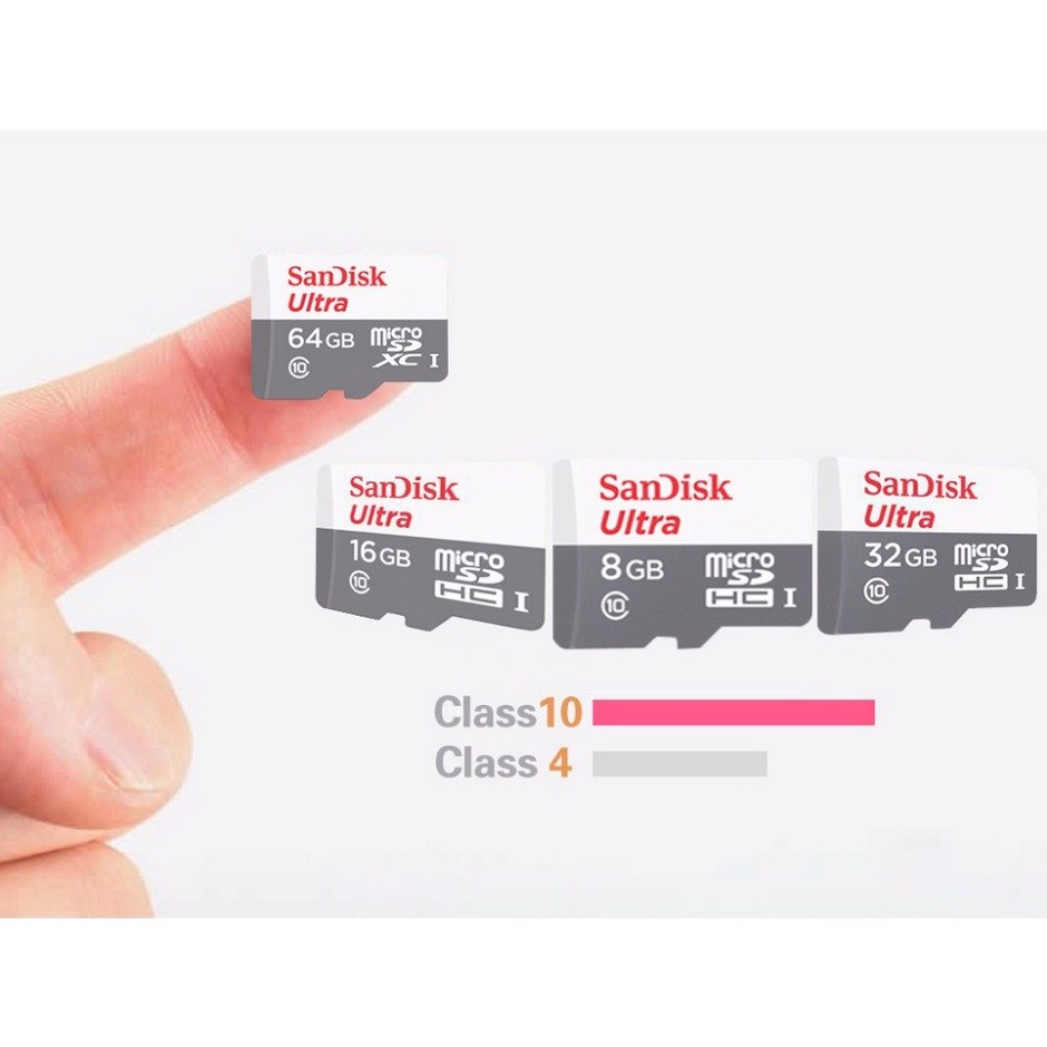 Thẻ nhớ SanDisk Ultra class 10 UHS-1 TF Card dung lượng 64/128/256/512GB tốc độ cao 100mb/s, chuẩn Micro SD cho camera, điện thoại | BigBuy360 - bigbuy360.vn