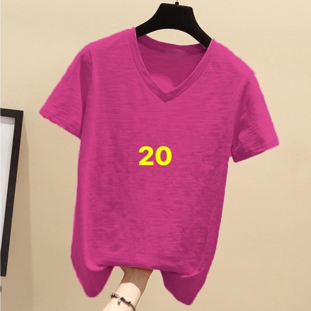 Áo thun xược cotton nữ cổ tim tay ngắn,thun giấy cổ tim nữ cổ V nữ NEON , phong cách Basic Hàn Quốc | BigBuy360 - bigbuy360.vn