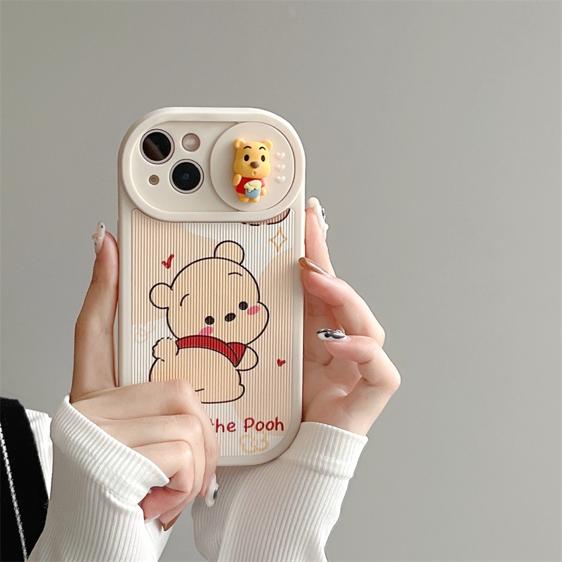 DISNEY Ốp Điện Thoại TPU Silicon Mềm Hình Cún Winnie Hoạt Hình 3D Cho iPhone 14 12 11 13 Pro Max 14 Plus