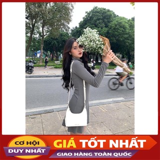 Váy Body Dáng Chữ A Chất Tăm Nhung Cổ 3 Phân Hàng Quảng Châu M195 - Violet