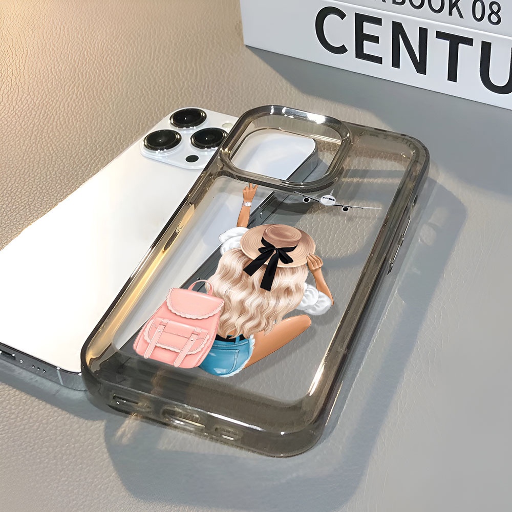 Ốp Điện Thoại Trong Suốt Hình Cô Gái Không Gian Cho iphone 14 Pro Max 13 11 12 7Plus X XR XS Max 8 7