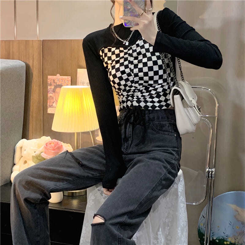 Áo Thun Dài Tay Phối Dây Rút Thời Trang Mùa Thu Đông Dành Cho Nữ