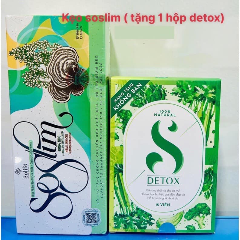 (TẶNG DETOX) Kẹo Giảm Cân Soslim Nấm Và Rong Biễn Béo Chính Hãng Solife
