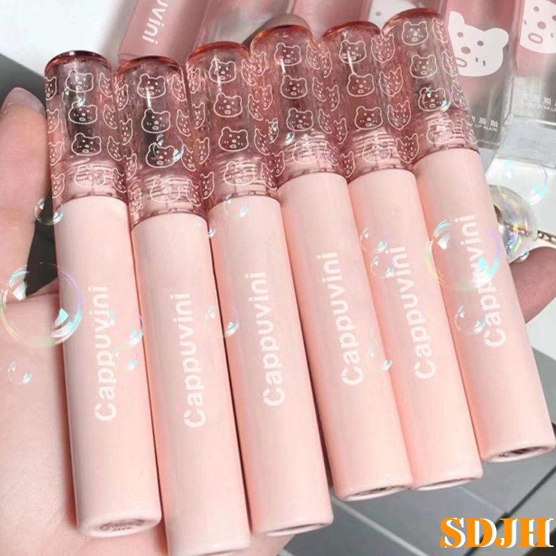 Son kem bóng CAPPUVINI gấu hồng Bubbly Bear Lip Glaze ombre gấu xanh hồng căng bóng mềm mịn
