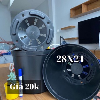 Combo 10 chậu cứng tròn đen size 28-24cm