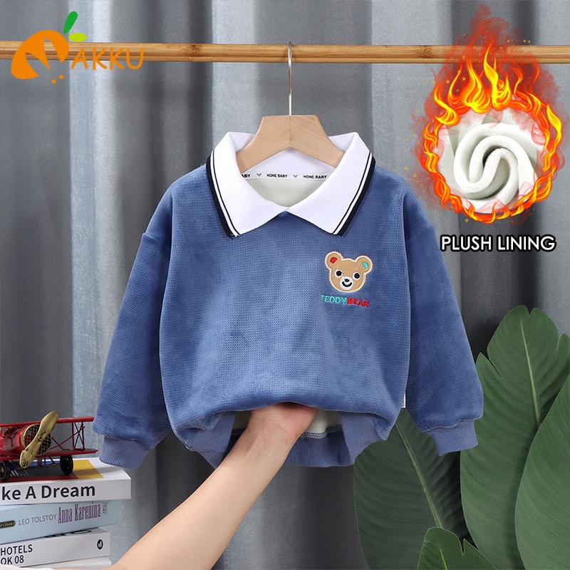 Áo Khoác Nỉ Dài Tay Đệm Lông Giữ Ấm Thời Trang Thu Đông Cho Bé