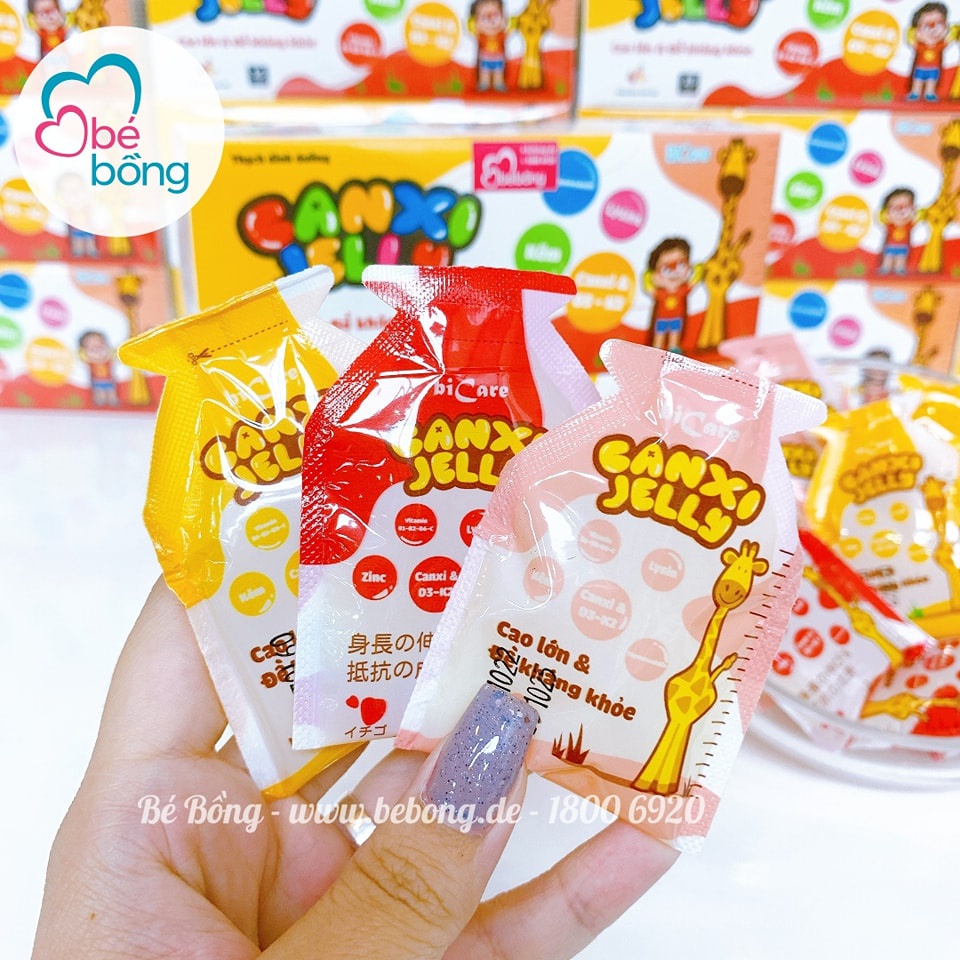 Thạch Canxi Jelly Bicare các vị dâu, đào, xoài, mix vị