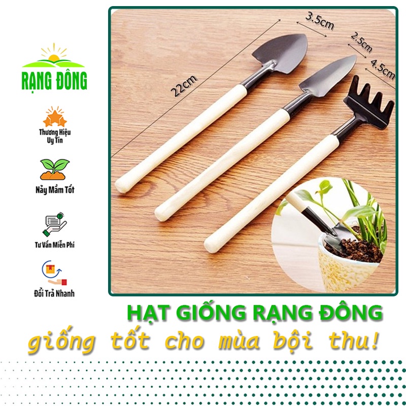 Dụng Cụ Làm Vườn 3 Món Mini nhỏ gọn, dành cho bé tập làm vườn - Hạt giống Rạng Đông