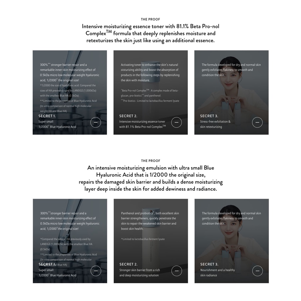 LANEIGE Water Bank Blue Hyaluronic  / 5 Step Essential Kit For Normal To Skin / Trial 2Kit / Cleansing Foam / Serum