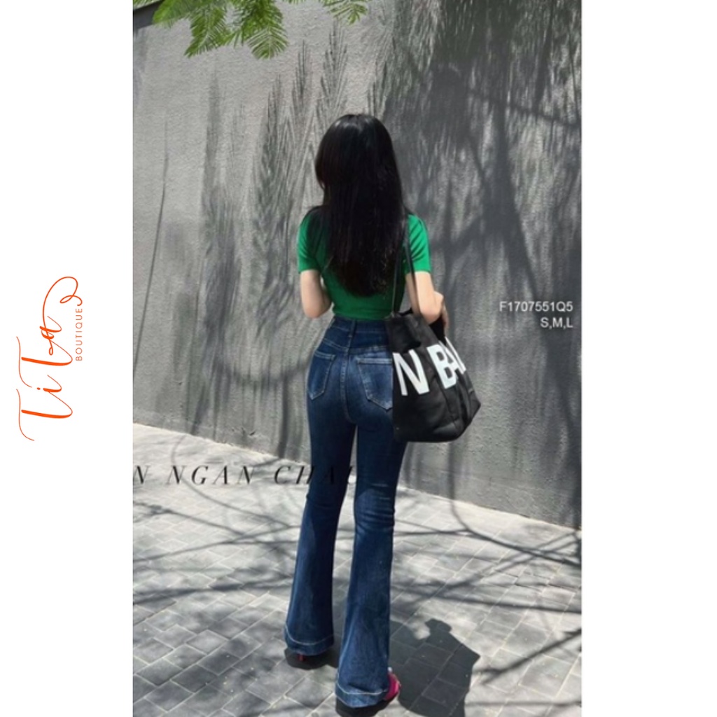 Quần jean dài ống loe lai to lưng cao hack chân tôn dáng - TiTa Boutique