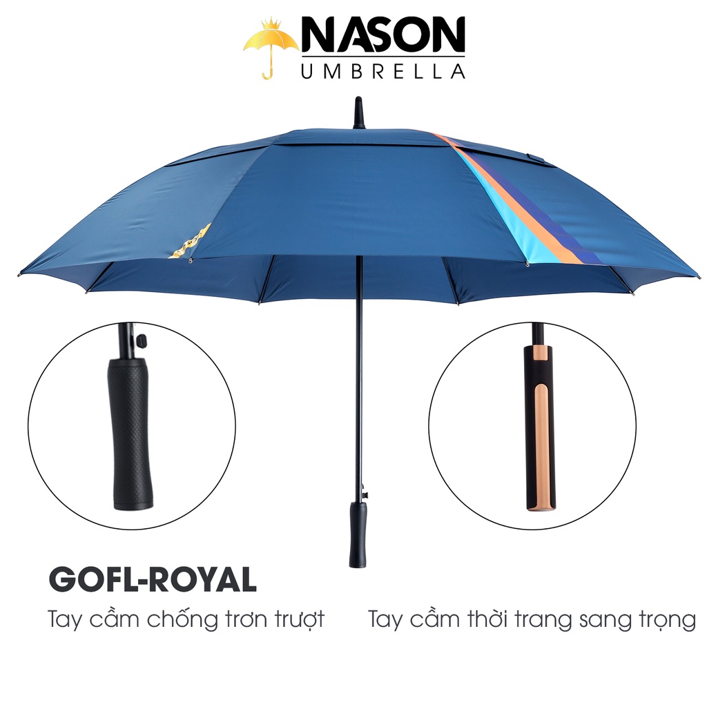 Ô dù Golf cao cấp 2 tầng tán siêu to siêu rộng 30 inch NASON UMBRELLA ROYAL-Tay cầm thời trang-Chống lật-Chống tia UV