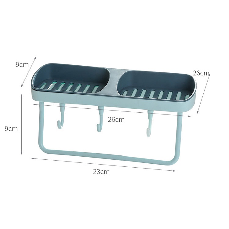 🧼🧴 Kệ đựng Xà Phòng - có 2 ngăn , 3 móc treo đồ 🧼🧴