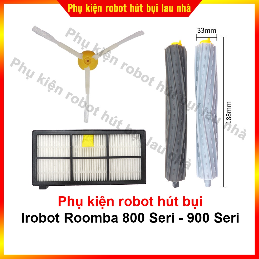 Phụ kiện chổi cạnh, lọc bụi, chổi chính robot hút bụi Irobot Roomba 800 seri - 900 seri