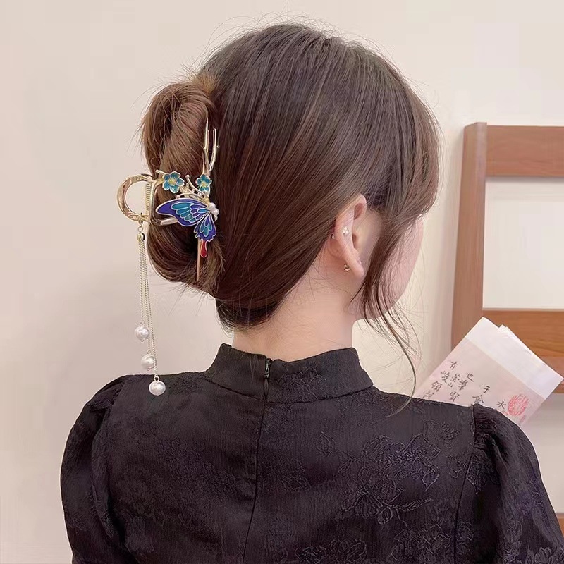 Haimeikang Kẹp Tóc Hình Bướm Đính Ngọc Trai Thời Trang Cho Nữ