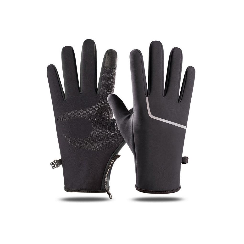 Winter Thermal Gloves Touch Screen Thick Fleece with Reflective Stripe Cold Weather Hiking Hand Warmer Mittens for Cycling