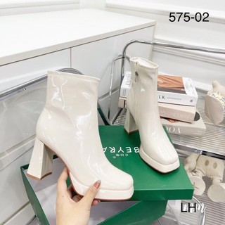 Boot cao gót đế đúp trơn bóng mã 575-02