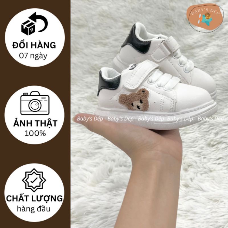 Giày bata hình gấu da mềm đế. chống trượt cho Bé Trai bé gái