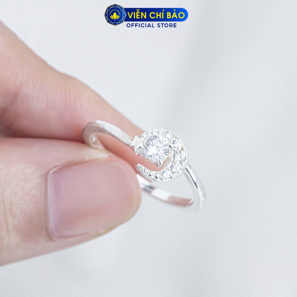 Nhẫn bạc nữ hình trăng sao chất liệu bạc 925 thời trang phụ kiện trang sức Viễn Chí Bảo N400861