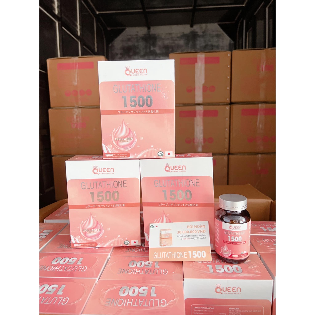 Viên Uống GLUTATHIONE 1500mg viên uống trắng da giảm nám mờ nhăn chống lão hoá