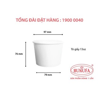 Set 10 tô giấy trơn 13oz kèm nắp tô giấy đựng cháo dinh dưỡng đựng sup - kho pha chế bách phúc