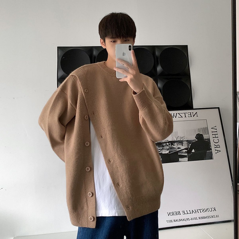 Áo Sweater Phối Nút Thiết Kế Mới Thời Trang Mùa Thu Đông Theo Phong Cách Hàn Quốc Dành Cho Nam