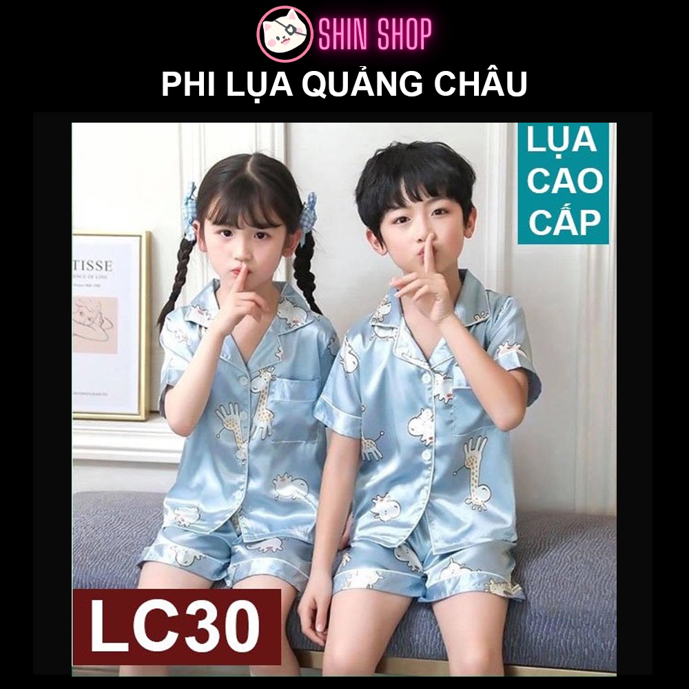 (9-21kg) ✅ Pizama PHI LỤA QUẢNG CHÂU Mickey xanh LC32 trẻ em, đồ ngủ cộc bé trai, bé gái