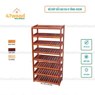 Kệ dép gỗ cao su 8 tầng 45cm - Giá để giày dép 47wood