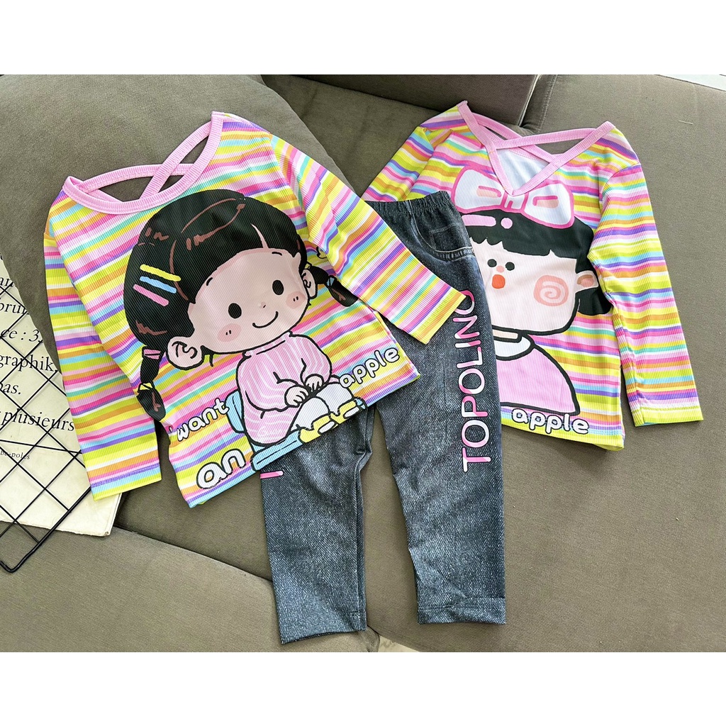 Bộ tay dài quần dài thun lạnh 3D siêu sang cho bé gái size đại 25-45kg-Quần áo trẻ em-Pikakids