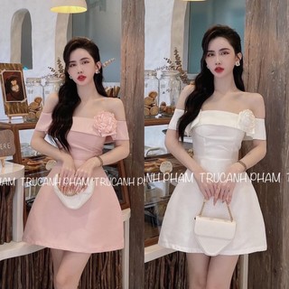 Váy Trễ Vai Tacta Đi Tiệc Kèm Tag Nơ (2 lớp) Đầm Đi Tiệc Sang Chảnh