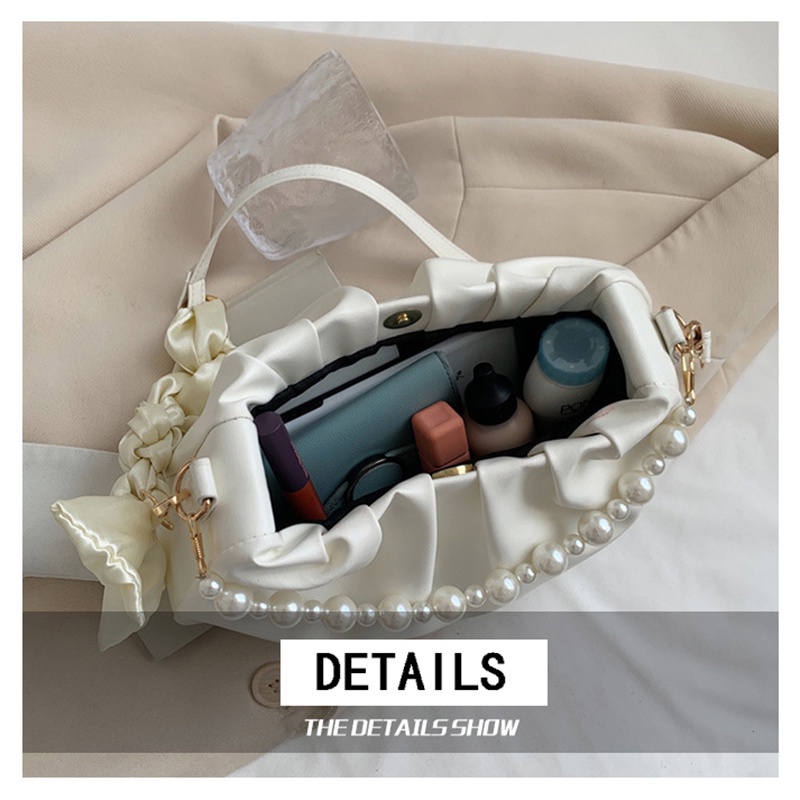 FAWORK Túi Kẹp Nách Nữ Đẹp Quai Tết Phối Dây Ngọc Bánh Bèo Có Dây Đeo Chéo