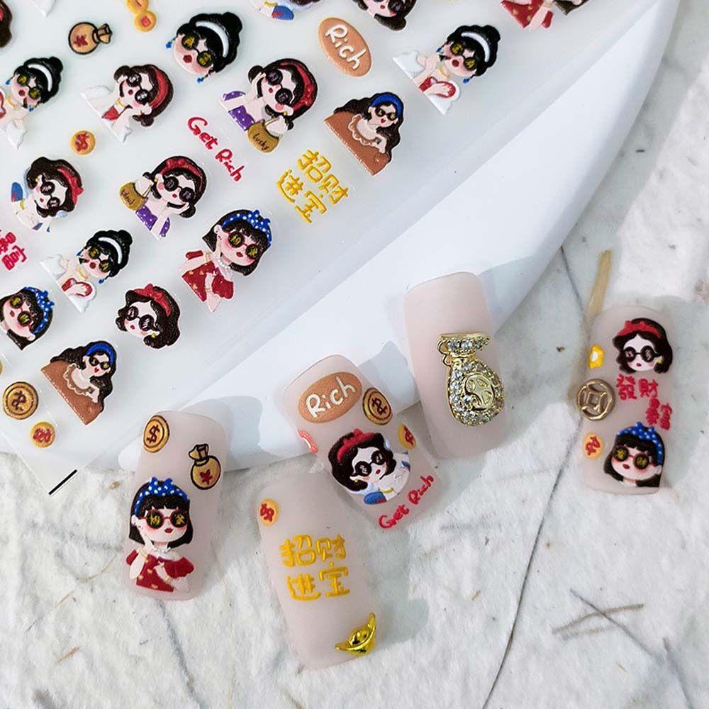 Miếng Dán Trang Trí Móng Tay Hình Động Vật Hoạt Hình Dễ Thương