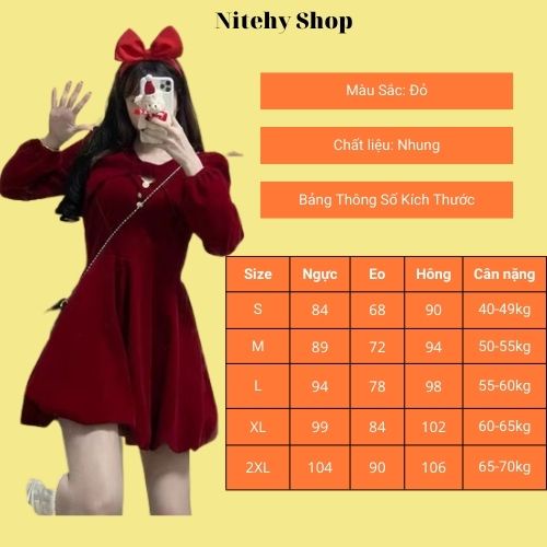 Set váy nhung nữ xòe màu đỏ đô 2 dây kèm áo khoác tay bồng bigsize dự tiệc Noel, Tết  NITEHY 38