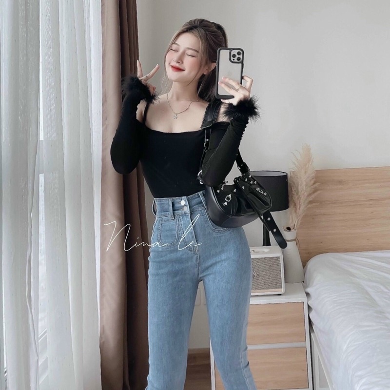 Áo kiểu nữ tay dài phối lông sang chảnh phong cách tiểu thư - 25 Store