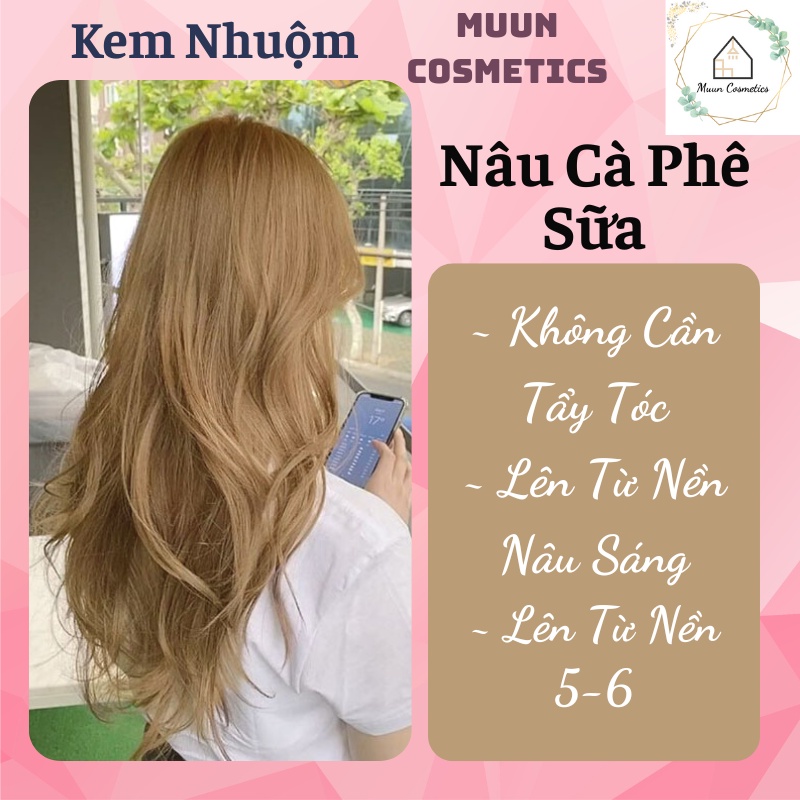 Thuốc Nhuộm Tóc Màu Nâu Cà Phê Sữa (Tặng Kèm Oxy + Chụp Tóc + Bao Tay)