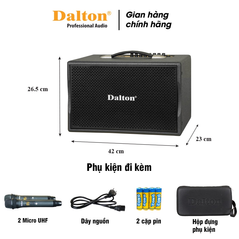 Loa karaoke di động Dalton PS-K108A công suất 220W, bass 2 tấc, karaoke, nghe nhạc cực chất mọi lúc mọi nơi