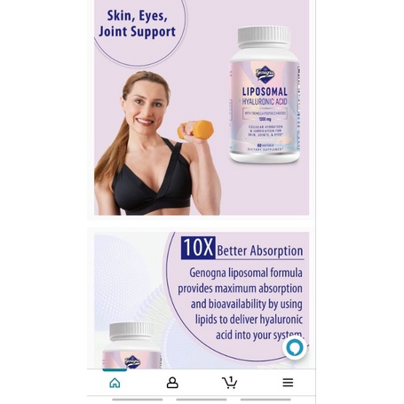 Viên Uống Cấp Nước Liposomal Hyaluronic acid 1200mg Giảm Nhăn, Cấp Ẩm, Bổ Xương Khớp, Chống Lão Hóa genogna